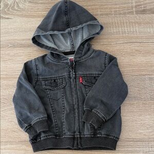 Levi's Black Hooded Denim Jacket for Kids